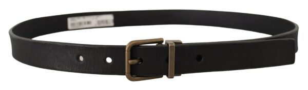 Dolce & Gabbana Elegant Black Leather Belt with Vintage Metal Buckle - Image 3
