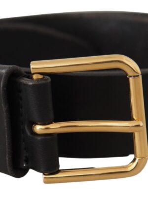 Dolce & Gabbana Elegant Black Leather Belt with Metal Buckle