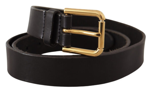 Dolce & Gabbana Elegant Leather Belt with Metal Buckle - Image 2