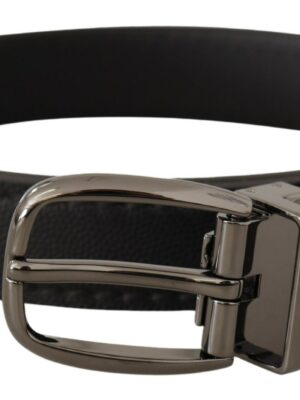 Dolce & Gabbana Elegant Black Leather Belt with Metal Buckle