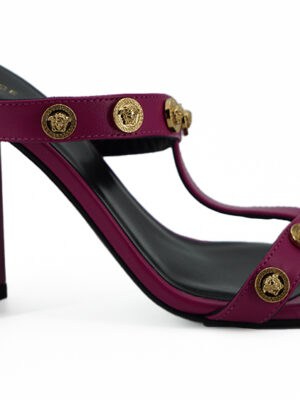Versace Elegant Purple Calf Leather High Sandals