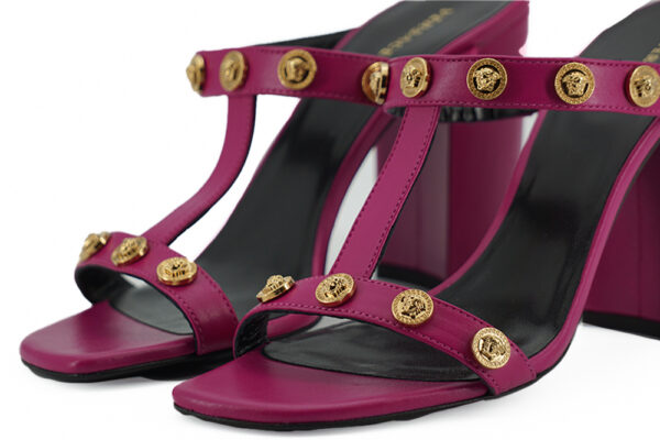 Versace Elegant Purple Calf Leather High Sandals - Image 5