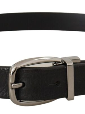 Dolce & Gabbana Elegant Black Leather Belt with Metal Buckle