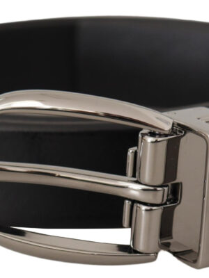 Dolce & Gabbana Elegant Black Leather Belt with Metal Buckle