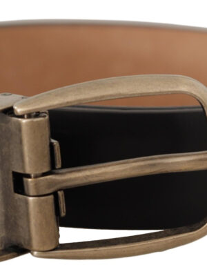 Dolce & Gabbana Elegant Black Leather Belt with Metal Buckle