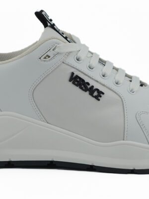 Versace Sleek White Calf Leather Sneakers