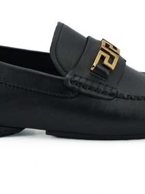 Versace Elegant Black Calf Leather Men's Loafers