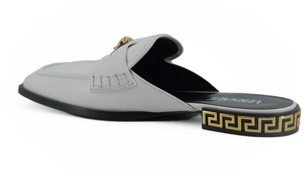 Versace Elegant White Leather Flat Slides - Image 3