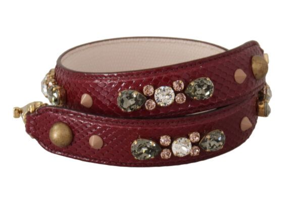 Dolce & Gabbana Elegant Python Leather Bag Strap in Bordeaux - Image 2