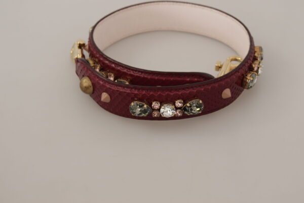 Dolce & Gabbana Elegant Python Leather Bag Strap in Bordeaux - Image 4
