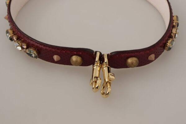 Dolce & Gabbana Elegant Python Leather Bag Strap in Bordeaux - Image 5