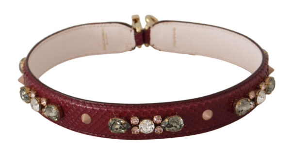 Dolce & Gabbana Elegant Python Leather Bag Strap in Bordeaux - Image 6