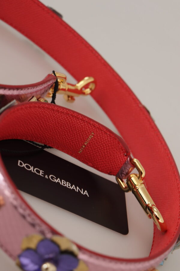 Dolce & Gabbana Elegant Metallic Pink Leather Shoulder Strap - Image 7