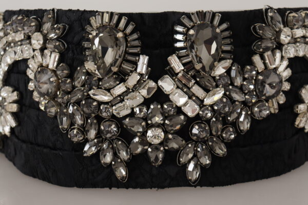 Dolce & Gabbana Elegant Rhinestone-Embellished Silk Belt - Image 2