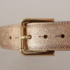 Dolce & Gabbana Chic Rose Gold Leather Belt with Logo Buckle - Image 4