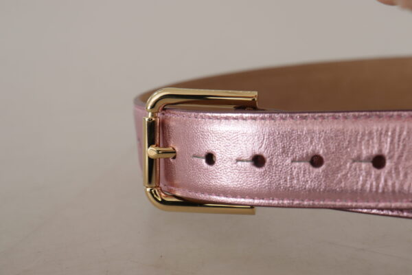 Dolce & Gabbana Elegant Metallic Pink Leather Belt - Image 4