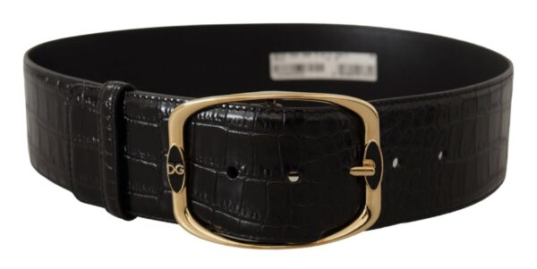 Dolce & Gabbana Elegant Black Leather Logo Belt - Image 2