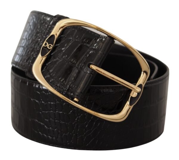 Dolce & Gabbana Elegant Black Leather Logo Belt - Image 3