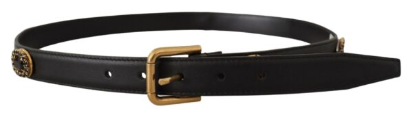 Dolce & Gabbana Elegant Black Leather Logo Belt - Image 3