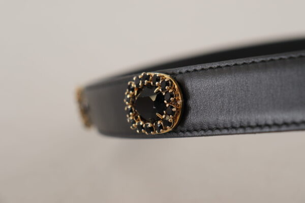 Dolce & Gabbana Elegant Black Leather Logo Belt - Image 5