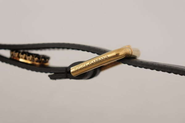 Dolce & Gabbana Elegant Black Leather Logo Belt - Image 6