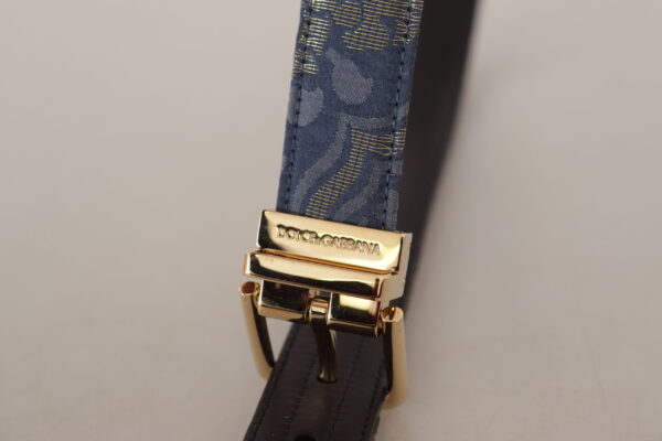 Dolce & Gabbana Elegant Navy Blue Leather Belt - Image 3