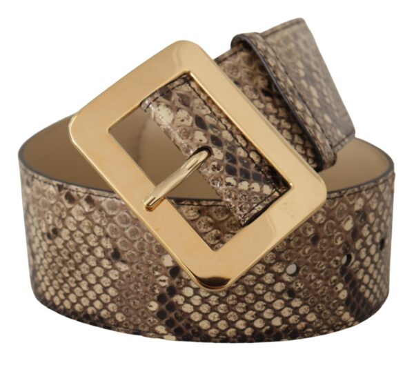 Dolce & Gabbana Elegant Leather Belt with Engraved Buckle - Image 2