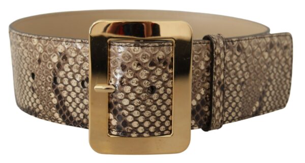 Dolce & Gabbana Elegant Leather Belt with Engraved Buckle - Image 3