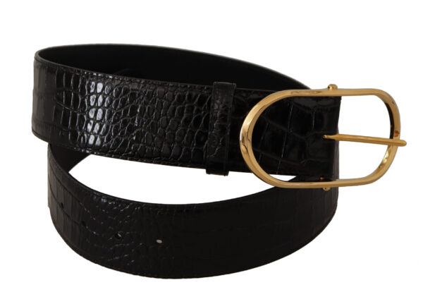 Dolce & Gabbana Chic Black Leather Logo Belt - Image 2