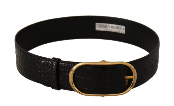 Dolce & Gabbana Chic Black Leather Logo Belt - Image 3