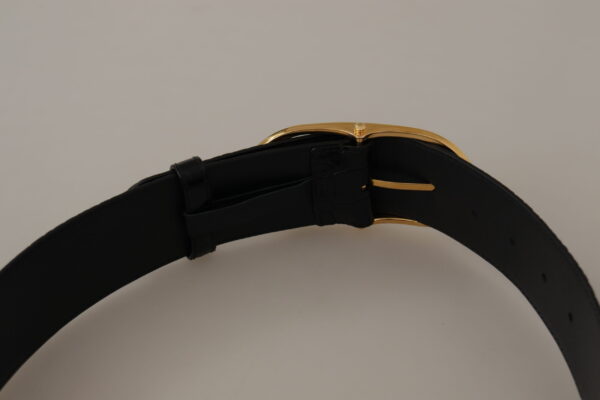 Dolce & Gabbana Chic Black Leather Logo Belt - Image 4