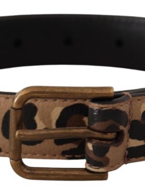 Dolce & Gabbana Elegant Leather Engraved Buckle Belt