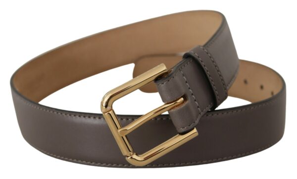 Dolce & Gabbana Elegant Engraved Buckle Leather Belt - Image 2