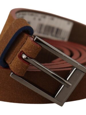 Dolce & Gabbana Chic Suede Belt with Logo Engraved Buckle