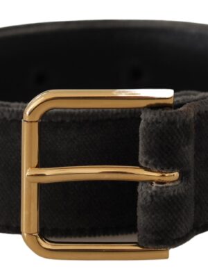 Dolce & Gabbana Elegant Velvet Belt with Engraved Buckle