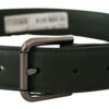 Dolce & Gabbana Elegant Dark Green Leather Belt with Logo Buckle - Image 3