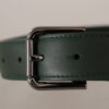 Dolce & Gabbana Elegant Dark Green Leather Belt with Logo Buckle - Image 4