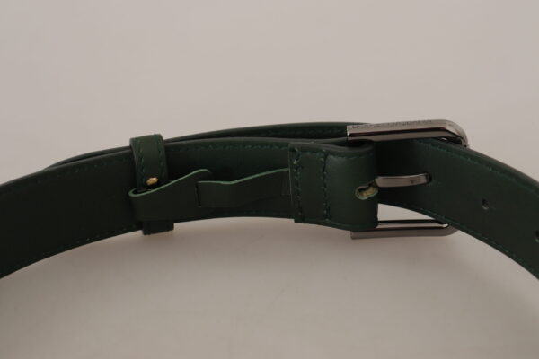 Dolce & Gabbana Elegant Dark Green Leather Belt with Logo Buckle - Image 6