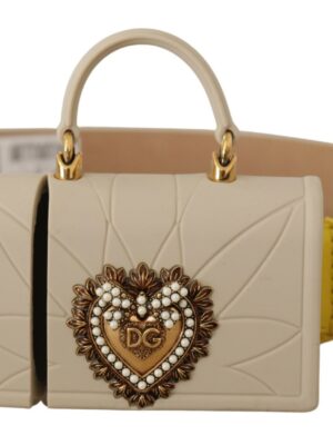Dolce & Gabbana Chic Yellow Leather Belt with Headphone Case