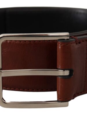 Dolce & Gabbana Elegant Leather Belt with Engraved Buckle