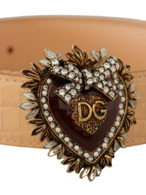 Dolce & Gabbana Enchanting Nude Leather Belt with Engraved Buckle
