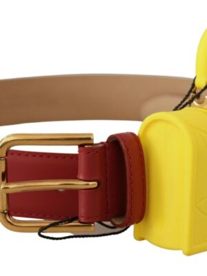 Dolce & Gabbana Elegant Red Leather Engraved Buckle Belt
