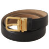 Dolce & Gabbana Elegant Black Leather Belt with Engraved Buckle - Image 2