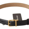 Dolce & Gabbana Elegant Black Leather Belt with Engraved Buckle - Image 3