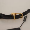 Dolce & Gabbana Elegant Black Leather Belt with Engraved Buckle - Image 5