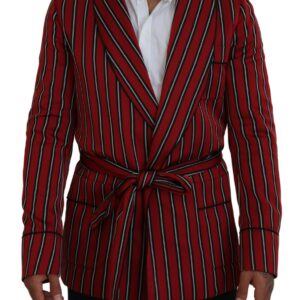 Dolce & Gabbana Elegant Red Striped Long Robe Luxury Wear