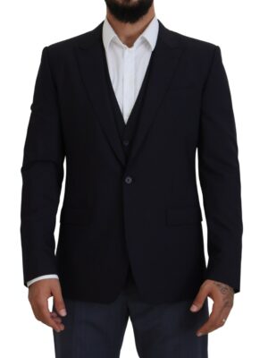 Dolce & Gabbana Elegant Navy Wool Blend Martini Blazer