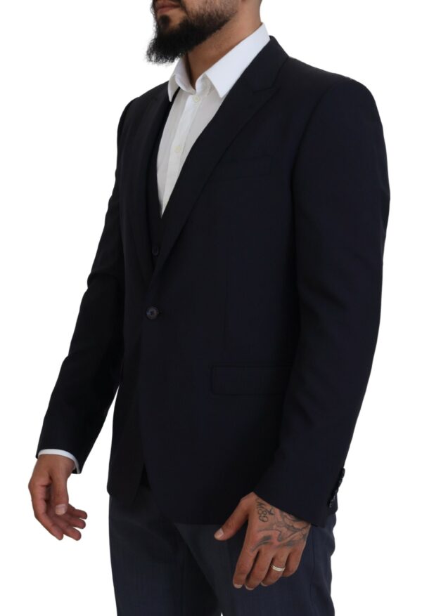 Dolce & Gabbana Elegant Navy Wool Blend Martini Blazer - Image 2
