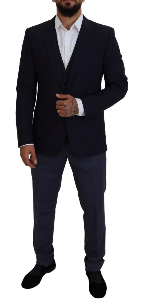 Dolce & Gabbana Elegant Navy Wool Blend Martini Blazer - Image 5
