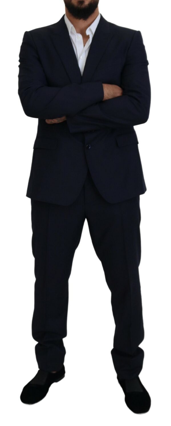 Dolce & Gabbana Elegant Blue Martini Wool-Silk Blend Suit - Image 5